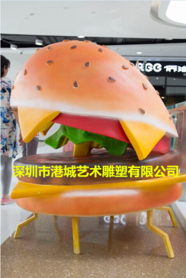 深圳快餐店玻璃钢汉堡包雕塑模型定制厂家
