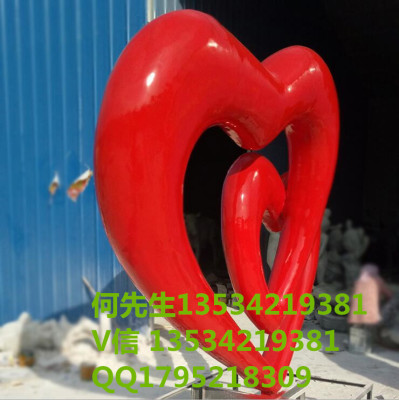 婚庆情人节布置场地玻璃钢红心形雕塑摆件