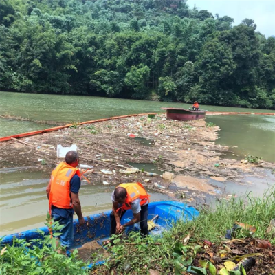 整体式拦污浮桶水下夹网组合式拦污装置