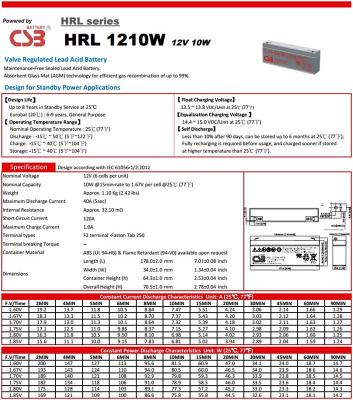 台湾CSB蓄电池HRL1210W现货供应厂家出货