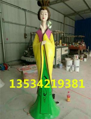 中国风古代美女玻璃钢旗袍人物雕像报价