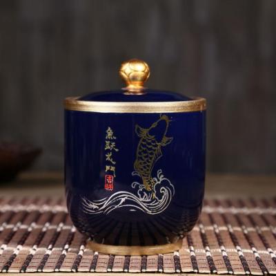中国红釉陶瓷茶叶罐 密封陶瓷罐 加字订做