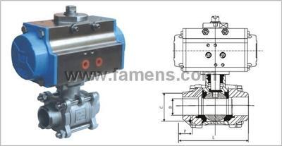 气动三片式焊接球阀