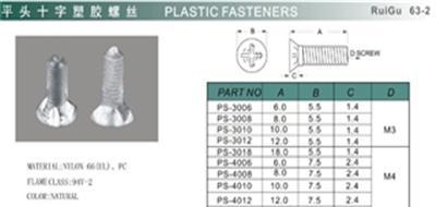 塑胶尼龙平头十字螺丝PS系列