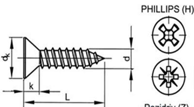 沉头十/米字自攻钉 Tapping screws