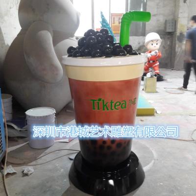 深圳出口香港玻璃钢珍珠奶茶杯雕塑价格厂