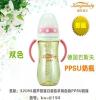 康尼宝贝厂家批发320ml新品葫芦形宽口双色手柄带吸管ppsu奶瓶