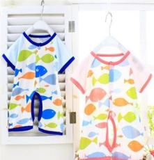 2014新款童装婴儿服装小鱼竹纤维婴儿连体衣新生儿短袖连身衣