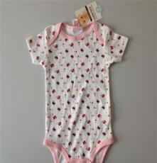 2014外贸新款婴幼儿童装三角哈衣 全棉宝宝短袖套装 三件套