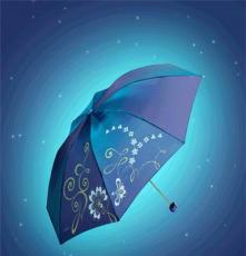 天堂伞307E闪银丝印 三折手开变色布防紫外线晴雨伞