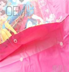 公主外贸雨衣厂家迪斯尼图案漂亮PVC连体带书包学生雨衣