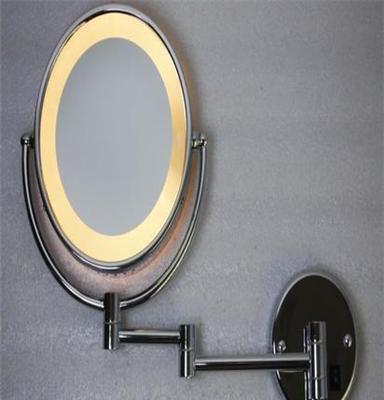 8.5寸双面化妆镜 LED带灯镜 浴室挂墙镜 金属镜 防雾镜