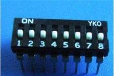 YKO优高电子生产8位直插拨码开关黑色耐高温材质脚距2.54mm