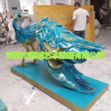 深圳树脂仿真动物凤凰玻璃钢绿孔雀雕塑厂家