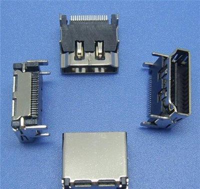 特殊HDMI A TYPE 19P 前插后贴无弹片 平面插座铜壳镀金/镍