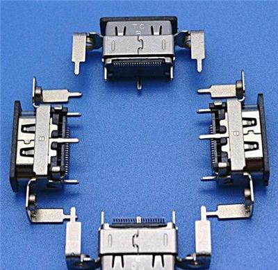 供应HDMI A TYPE 19P立式贴片10.5H带双耳锁螺丝插座