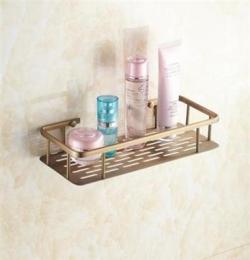 全网较低欧式铜体宽边加厚平板网篮洗手间浴室壁挂式转角架多功能