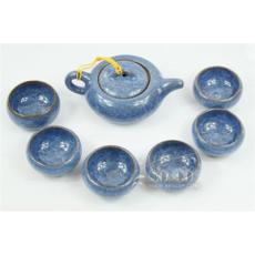 蓝色冰裂茶具，陶瓷茶具，东莞礼品公司，东莞广告礼品