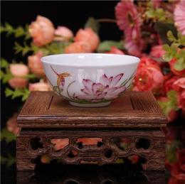 “丰庆祥”精品珐琅彩瓷 釉上无铅 荷塘情趣 全手工手绘茶具