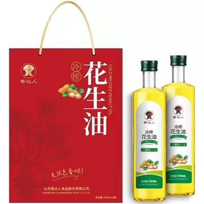 香达人冷榨花生油厂家 750ml*2瓶礼盒装