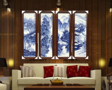 定制中式青花瓷板画墙壁装饰