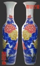 西安陶瓷大花，《富贵牡丹花》落地大花瓶，庆典开业大摆件