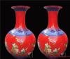 中国红瓷瓶 景德镇红釉瓷落地大花瓶 喜庆开业摆件
