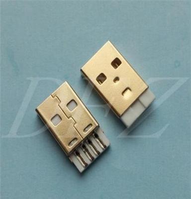 USB2.0A公短体一体式铜端铁壳镀金