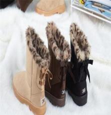 韩版雪地靴 冬季豹纹中筒靴 防滑耐磨保暖女靴子 厂家大促销