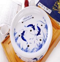 正品景德鎮陶瓷茶具功夫雙層茶具套裝 茶具套裝送禮 青花年年有余