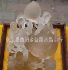 新品 天然白水晶猴子寿桃雕刻摆件家居装饰品水晶工艺礼品收藏