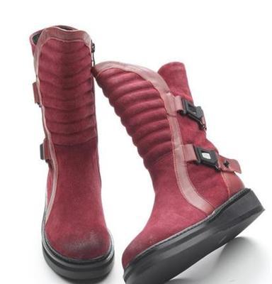 欧洲站厚底雪地靴 中筒加厚保暖靴真皮磨砂靴工厂直销 可订货