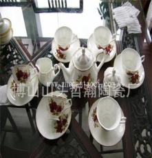 供应13件套高档骨瓷茶具，玫瑰壶陶瓷茶具，茶具套装