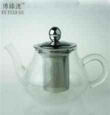 批发供应 玻璃不锈钢滤芯茶壶 耐热玻璃茶壶大量批发