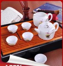 高档礼盒景德镇白瓷茶具 手绘平安竹 盖碗整套功夫茶具 陶瓷套装