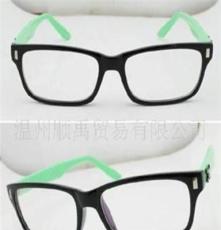 时尚达人板材全框眼镜架 黑色框绿色镜腿