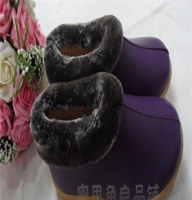 海宁冬季家优质居家鞋皮拖鞋保暖棉鞋男女老人包跟防滑暖鞋紫色