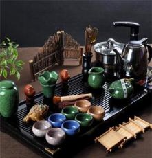 冰裂茶具套装 四合一电磁炉茶具茶盘 整套茶具 实木茶盘