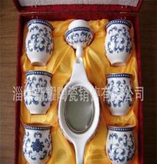 淄博陶瓷茶具厂家批发骨质瓷烫金双层隔热保温茶具，古韵流风茶具
