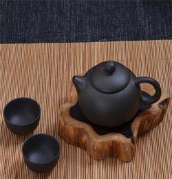 雙人對飲茶具 禮品紫砂茶具 全黑紫砂三件套 宜興茶具套裝