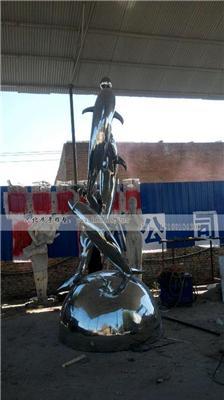 大型不锈钢海豚标志价格 定做海豚不锈钢雕塑厂家