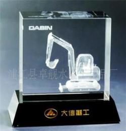水晶內雕挖掘機 水晶內雕樓房建筑物 房地產公司水晶禮品