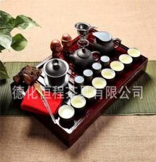 茶道厂家提供 中式茶道 茶博士抽屉式茶盘 冰裂紫砂柯木茶具套装
