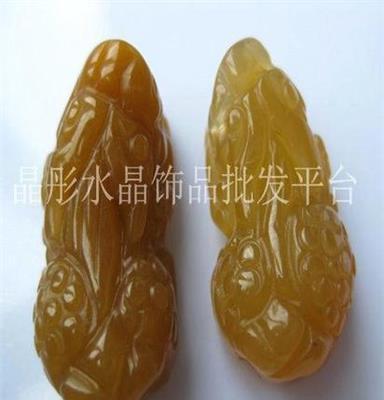 晶彤水晶 天然黄兔毛水晶貔貅 黄兔毛发晶 挂件