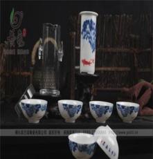 供应茶具套装 青花茶具普洱茶红茶具花茶具富贵有余玻璃功夫茶具