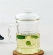 玻璃竹节杯带盖内胆过滤创意套杯茶具茶杯耐热玻璃三件花茶杯厂家