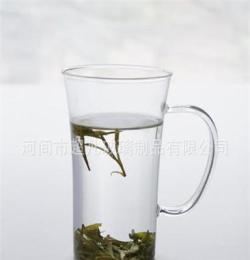 杯子 玻璃杯无盖带把 耐热透明吹制茶杯 绿茶杯功夫泡茶杯特价