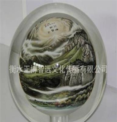 冀派内画水晶球 雪融山河春水图 水晶工艺品