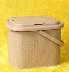 厂家直销仿竹藤编塑料茶桶方形茶水桶家居垃圾桶 一件代发