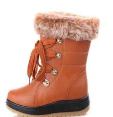 冬季新款中筒女雪地靴交叉系带保暖棉鞋厂家直销批发代发